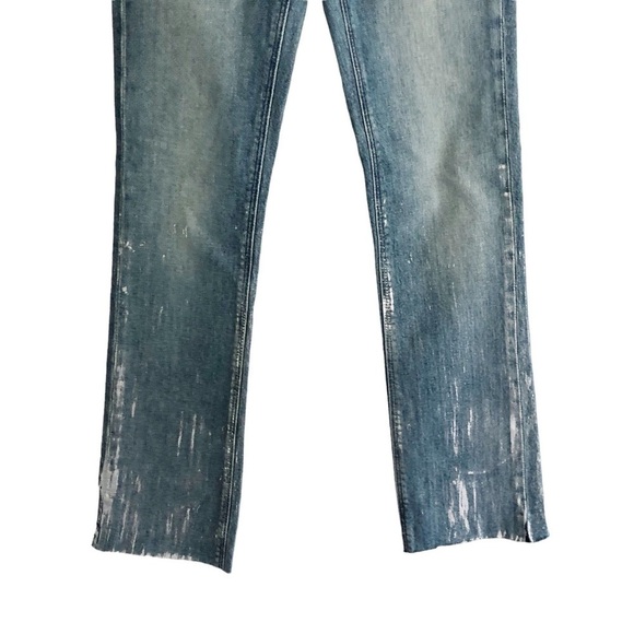 Black Orchid Bardot Straight Fray Jeans Silver Paint Embellished 24 - Picture 4 of 14